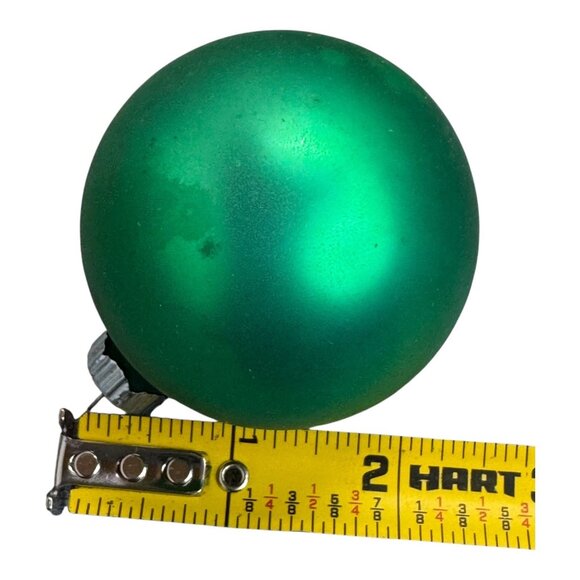 Vintage Emerald Green Christmas Tree Ornaments Set 12 Shiny Brite Glass Baubles - Picture 5 of 11